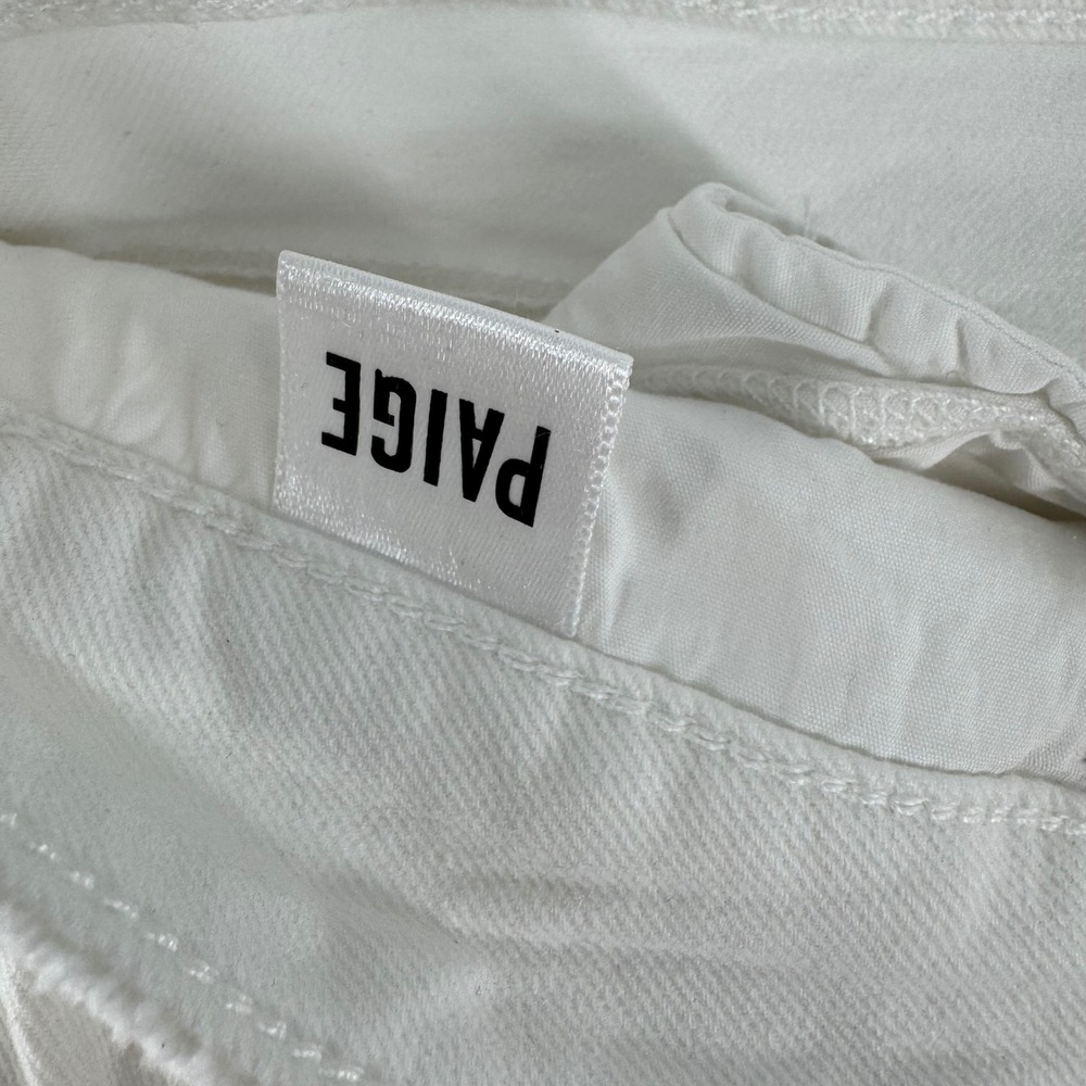 PAIGE Sarah Slim White Jeans‎ Women's Size 32 Distressed Stretch Denim - Picture 5 of 8
